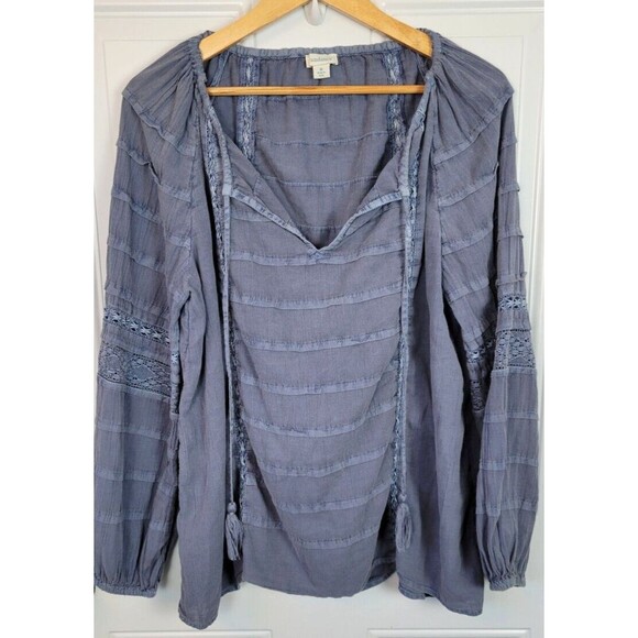 Sundance Peasant Long Sleeve Top Size M Relaxed Fit - Picture 1 of 6